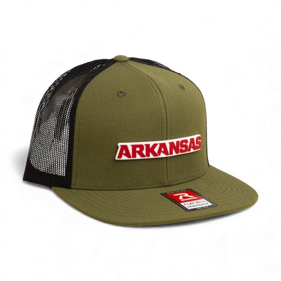 Arkansas Razorbacks ARKANSAS Red 3D Wool Blend Flat Bill Hat- Loden/ Black - Picture 1 of 3